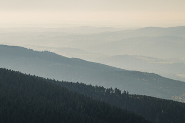 Mountain range. Jeseniky mountains in Czech Republic. Beautiful nature landscape