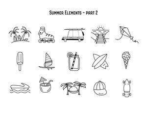 design of various summer symbolsand elements isolated