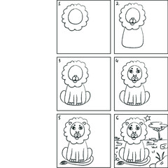 Lion drawing instruction