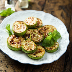 Roasted zucchini with fresh basil