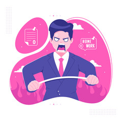 emotional angry teacher character vector illustration