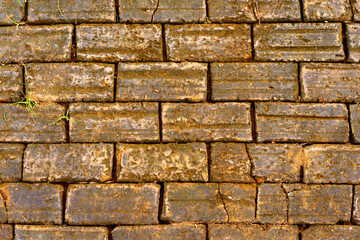 Old orange brick wall texture background