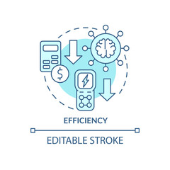 Efficiency turquoise concept icon. Intelligent system. Smart grid features abstract idea thin line illustration. Isolated outline drawing. Editable stroke. Roboto-Medium, Myriad Pro-Bold fonts used