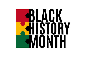 Black History Month. African American history flag. Celebrate in February in United States and Canada, in October in Great Britain. Poster, placard, card, banner concept design. Vector illustration