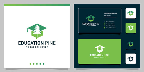 College, Graduate, Campus, Education logo design. and the pine tree logo. Business card.