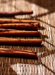 Cinnamons stick on wooden table