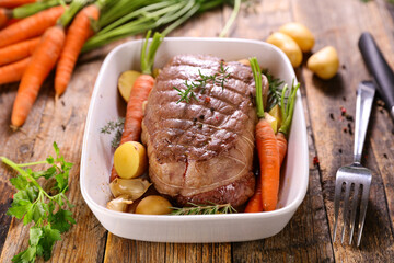 roast beef with carrot and potato