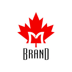 Fototapeta premium Letter M Maple Logo Vector Stock