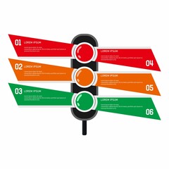 Infographic traffic light icon with symbol in yellow, red, and green color. stop, warning, and go sign, perfect for Illustration Vector Graphic presentation, campaign, and poster