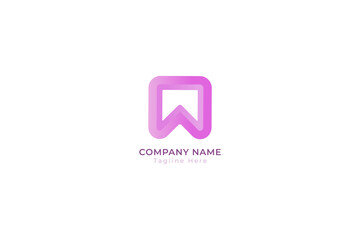 Letter w pink color beauty business box logo