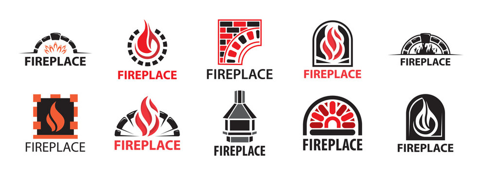 Vector fireplace logo for pizzeria, bakery, home
