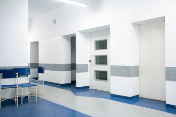 Naklejka na ściany i meble Image of bright walls in hospital indoors.