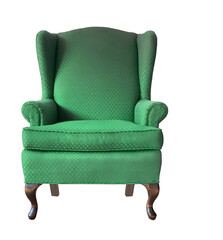 Isolated green armchair. Green chair on white background