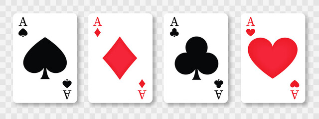 Set of vector playing card of four aces. Vector illustration.