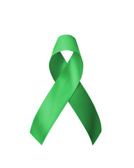 Green ribbon for gallbladder and bile duct cancer awareness month in February, bipolar disorder,...