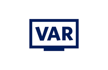 VAR icon. Video assistant referee logo. Football video viewing sign. Isolated vector illustration on white background.