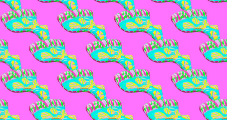 Seamless abstract 3d render pattern. Minimal design banner.Creative pizza background. Fast food, Junk food, party concept