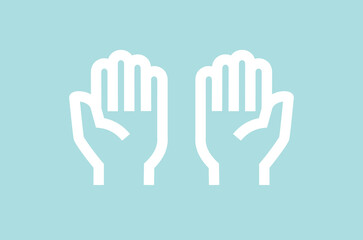 Hand icon. Contour pictogram of a palm. Human hands. Isolated vector illustration on a gray background.