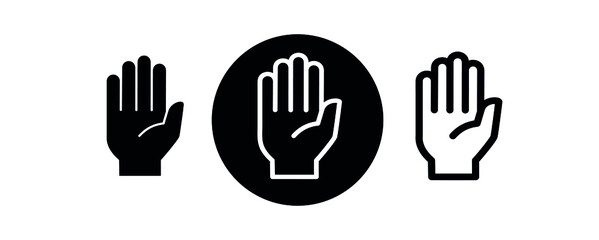 Hand icons set. Contour pictogram of a palm. Human hands. Isolated vector illustration on white background.