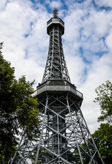 Petřín Lookout Tower on Prague's Petřín Hill in the Czech Republic  - 478790535
