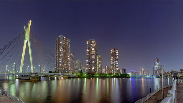 月島、中央大橋　夜景パノラマ