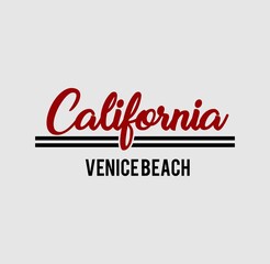 California Venice beach,Surfing, text with palms vector illustrations. For t-shirt prints and other uses.