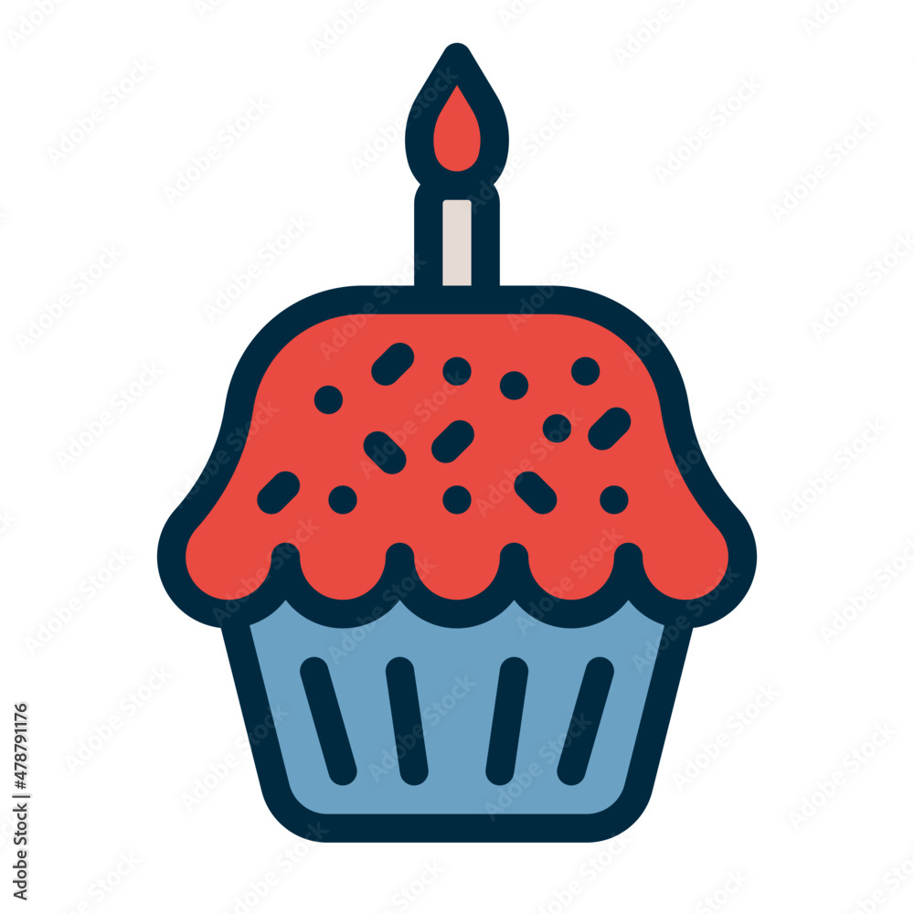 Wall mural cupcake line icon