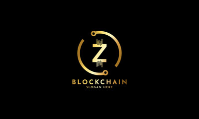 Crypto coin logos. Initial letter Z logo, icon - Vector Digital money, block chain, finance symbol. Connect technology and digital, gold currency data concept for your corporate identity