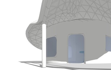 eco house 3d rendering sketch