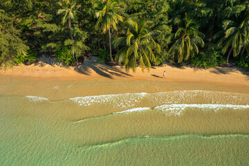 Aerial view of the Lonely beach in Koh Rong Island, Cambodia 