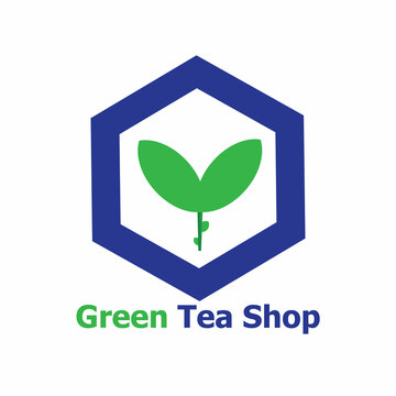 green tea shop logo, popular tea garden logo, attractive logo, leaf icon logo,  