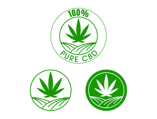 100% pure CBD logo vector illustration