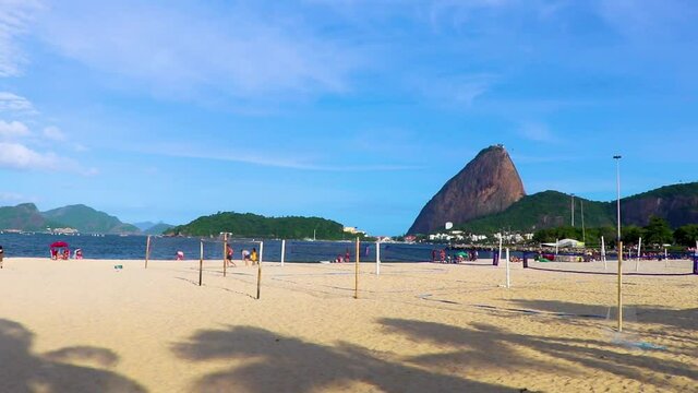 Sugarloaf mountain P&atilde;o de A&ccedil;ucar Flamengo Beach Rio de Janeiro.