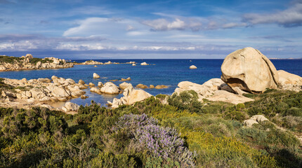 Fototapeta na wymiar Seascape on the coast of the Erica valley Erica, Costsa Smeralda - Sardinia