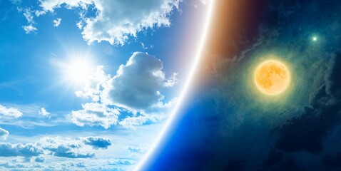 Opposites in nature: day and night, light and darkness, sun and moon. passing of time and changes...