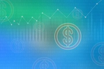 2d illustration dollar gold coin bussiness background concept
