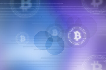 2d illustration  bit coin crypto currency block chain concept background
