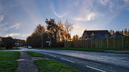 sunset in the village
