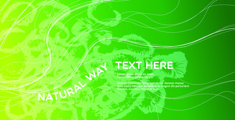 graphic illustration white curve line in difference stroke weight on gradient green yellow background; with white text natural way