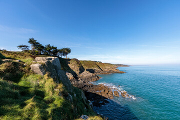 Fototapeta na wymiar Coastline path of Saint-Quay Portrieux, Brittany, France