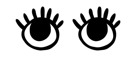 Crazy eyes. Doodle open eye set. Abstract hand drawn fun geometric collection. Vector black elements