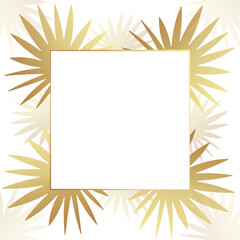 Modern gold tropical leaves abstract frame.