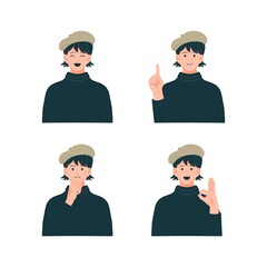 さまざまな表情の女性のイラストセット　アイコン