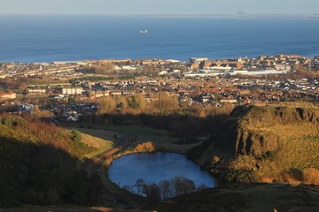 The Dunsapie loch at Edinburgh viewing from Arthur's Seat