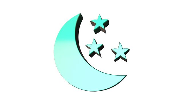 3d animation in motion - moon and stars