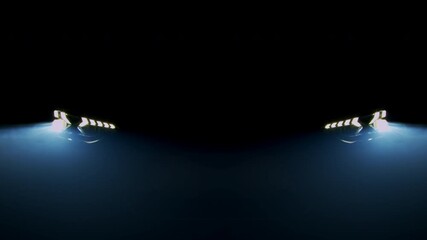 details of switched on led lights of anonymous prestigious luxury modern car. Car flashing light with blinking indicator. Car Blinker Light, car light blinking on continuously.
