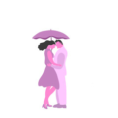 Couple standing under an umbrella