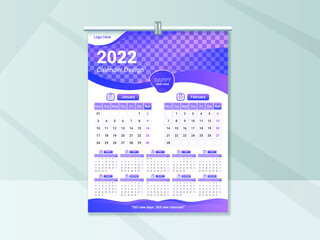 Modern new year wall calendar design template 2022
