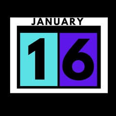 January 16 . colored flat daily calendar icon .date ,day, month .calendar for the month of January