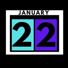 January 22 . colored flat daily calendar icon .date ,day, month .calendar for the month of January